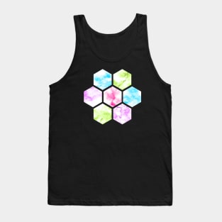 Marble Hexagon | Blue Pink Green | Purple Background Tank Top